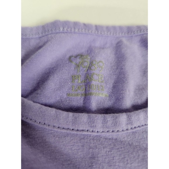 The Place Girls Size Large 10-12 Purple Bling Paris Design Pullover T Shirt - Picture 3 of 8